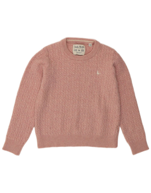 Jack Wills Womens Boat Neck Jumper Sweater UK 14 Large Pink Merino Wool