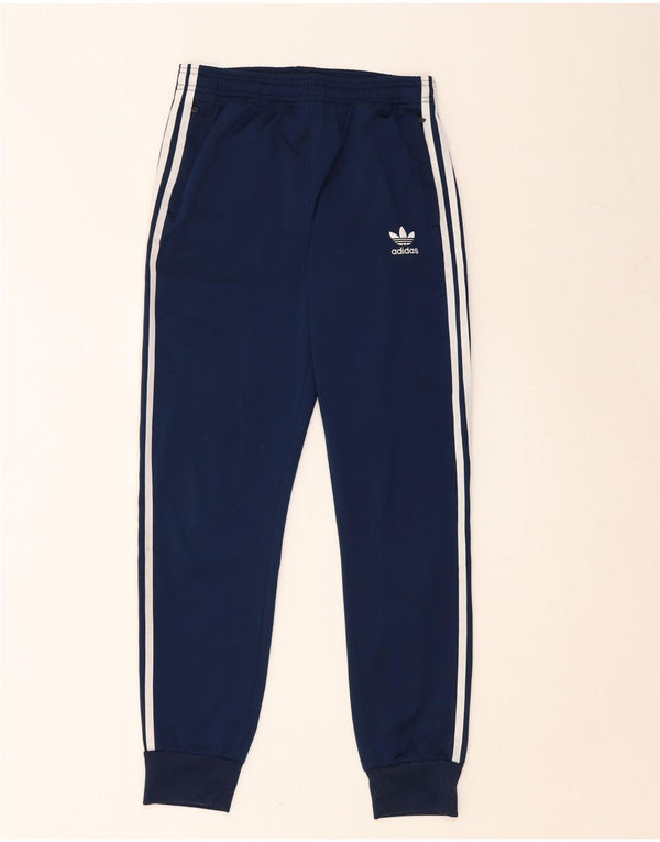 ADIDAS Boys Tracksuit Trousers Joggers 13-14 Years  Navy Blue Polyester