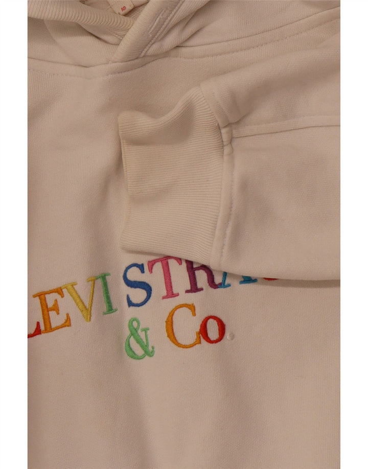 LEVI'S Womens Oversized Graphic Hoodie Jumper UK 14 Medium Off White