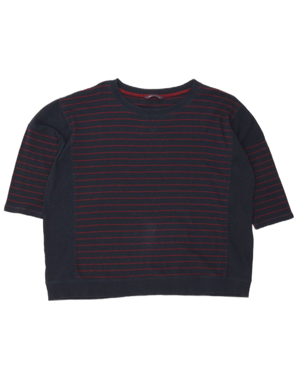 Marks & Spencer Womens Boat Neck Jumper Sweater UK 22 3XL Navy Blue Striped