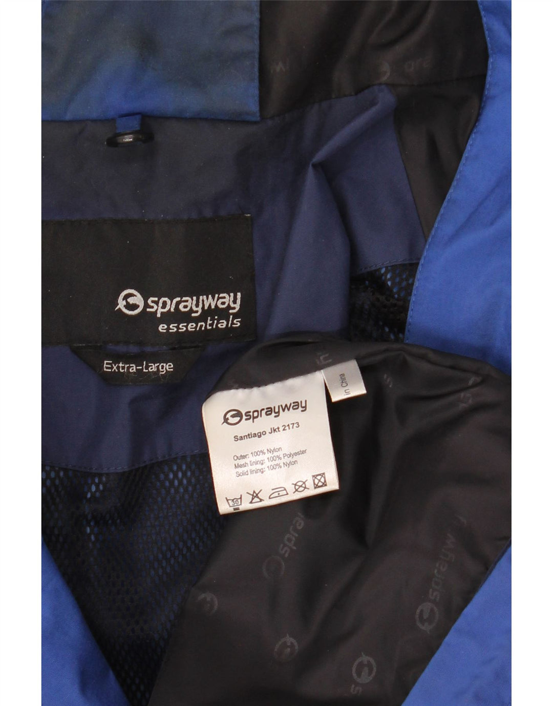 SPRAYWAY Mens Hooded Rain Jacket UK 42 XL Blue Colourblock Nylon