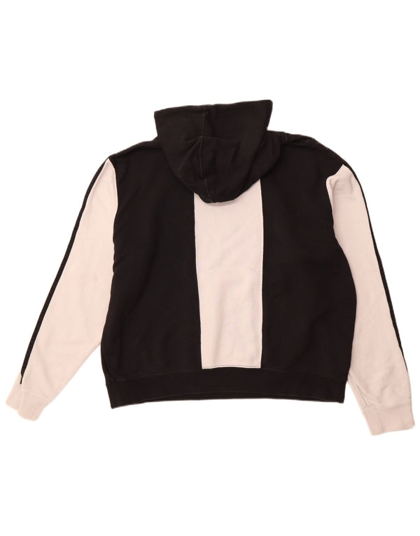 ADIDAS Mens Graphic Hoodie Jumper Large Black Colourblock Cotton