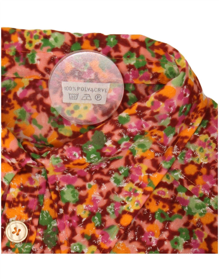 Vintage Womens Long Sleeve Bodysuit UK 12 Medium Multicoloured Floral