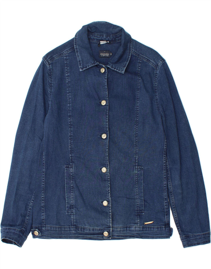 TRUSSARDI Womens Denim Jacket IT 46 Large Navy Blue Cotton Vintage Trussardi and Second-Hand Trussardi from Messina Hembry 
