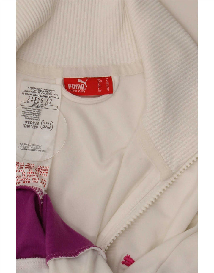 Puma Womens Tracksuit Top Jacket UK 12 Medium White Colourblock Polyester