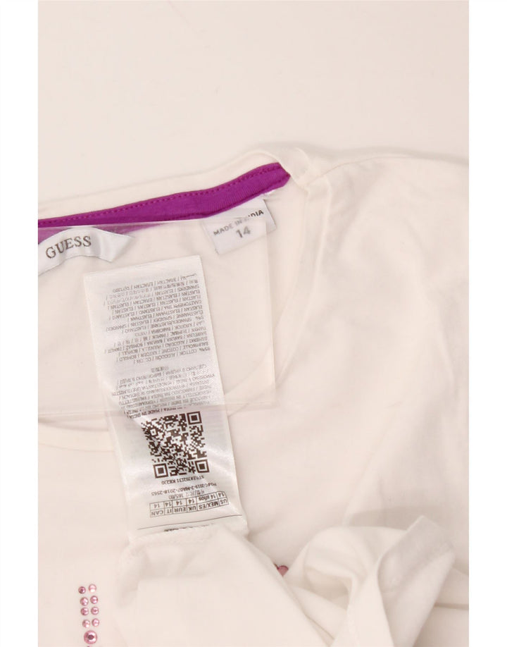 GUESS Girls Graphic T-Shirt Top 13-14 Years White Cotton