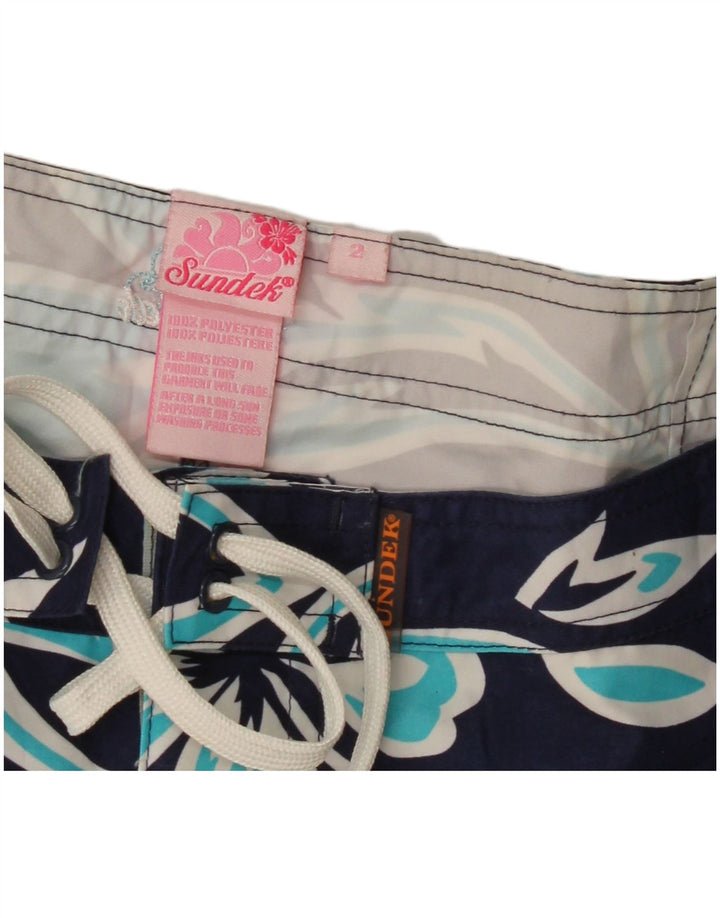 SUNDEK Womens Swimming Shorts US 2 XS  Navy Blue Floral Polyester
