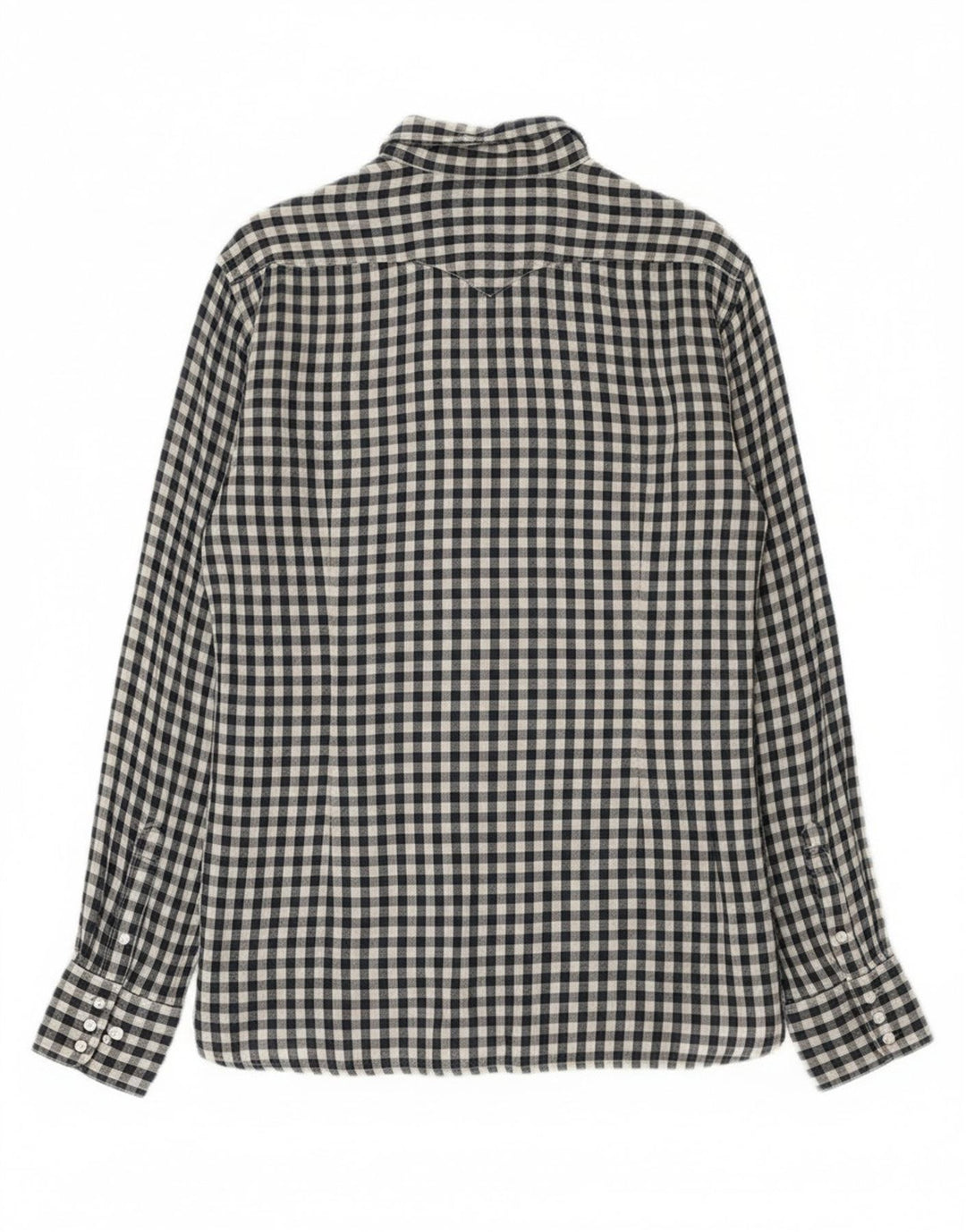 Stefanel Mens Western Shirt Large Navy Blue Gingham Cotton