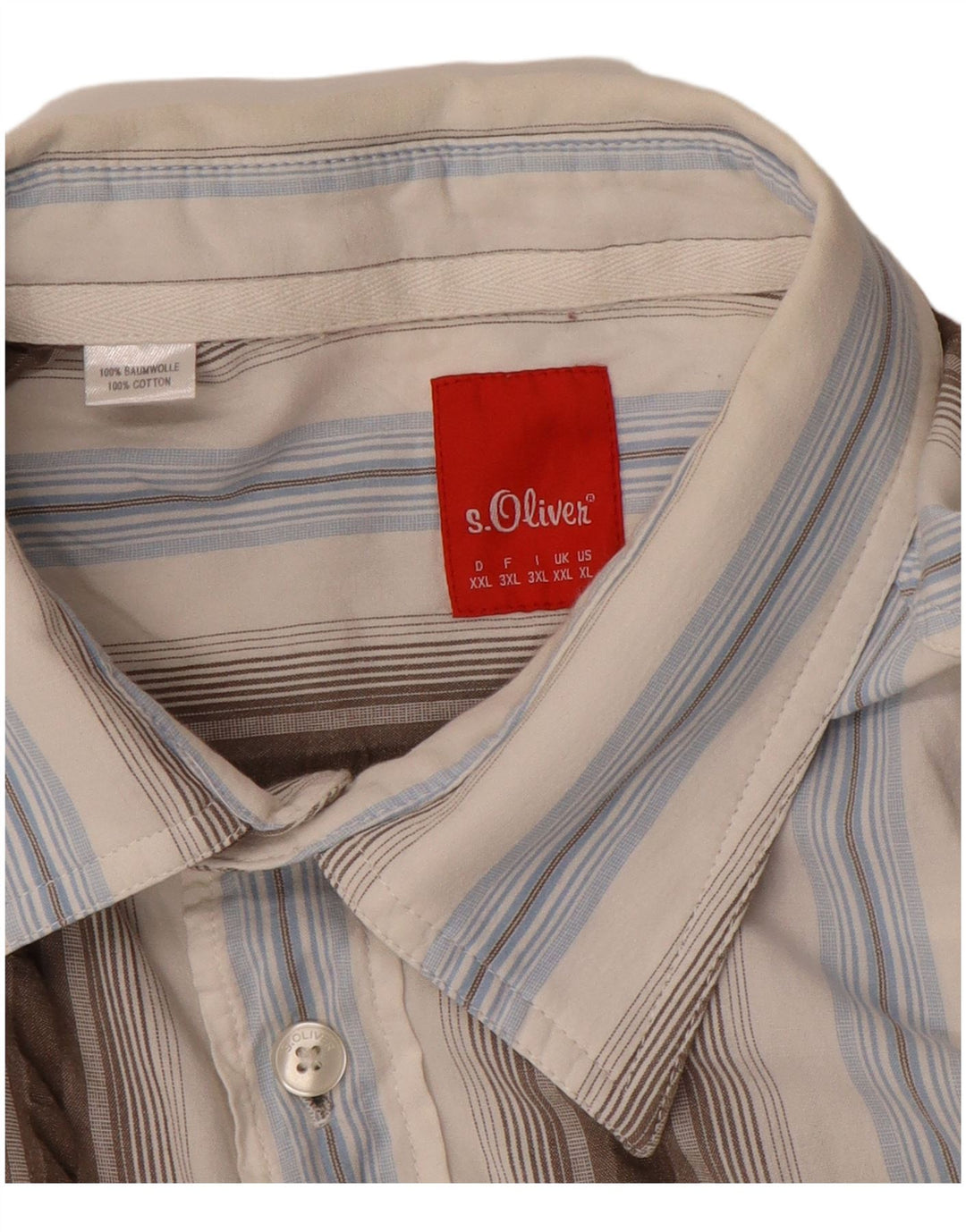 S.OLIVER Mens Short Sleeve Shirt 2XL Blue Striped Cotton