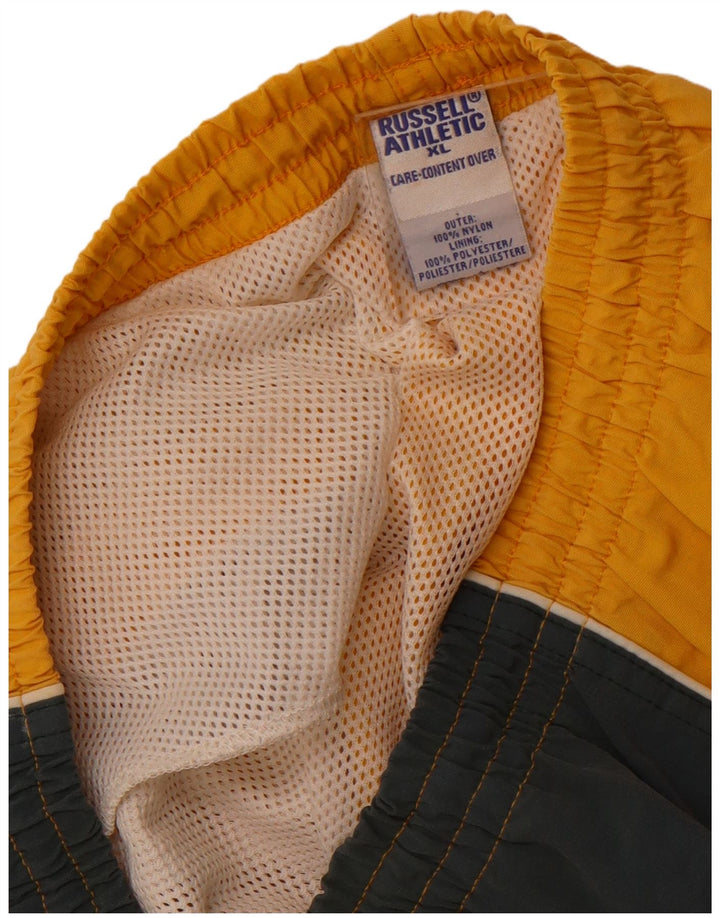 RUSSELL ATHLETIC Mens Swimming Shorts XL  Yellow Colourblock Nylon