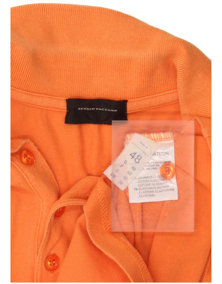 SERGIO TACCHINI Mens Polo Shirt IT 48 Small Orange Cotton