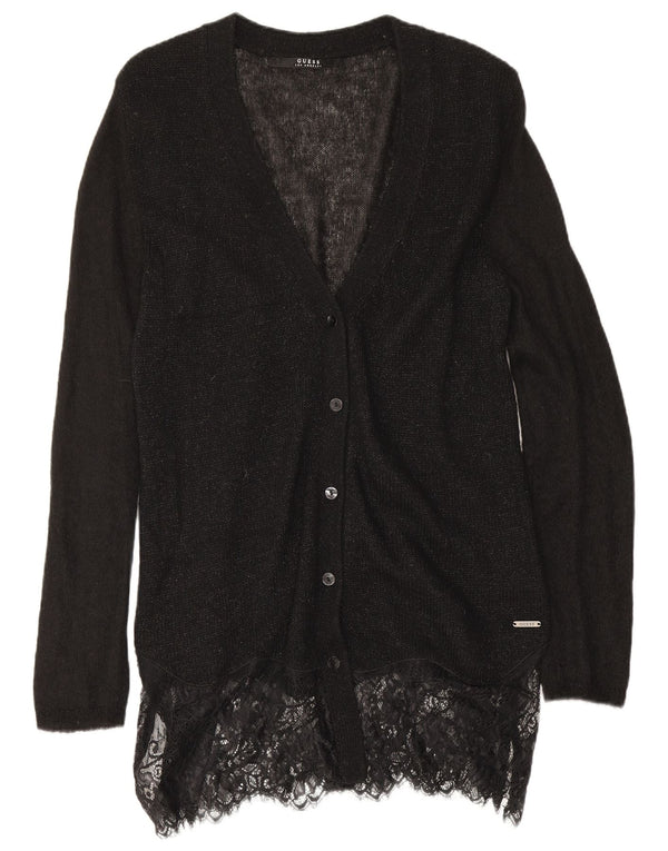 Guess Womens Longline Cardigan Sweater UK 10 Small Black Flecked