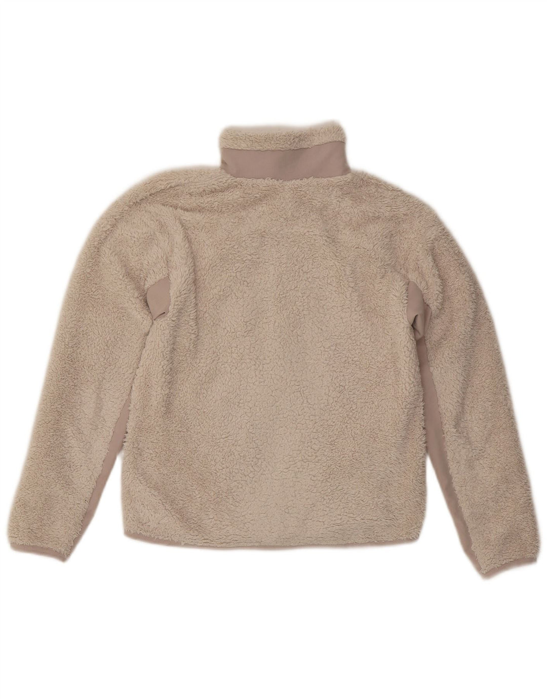 NIKE Womens Oversized Fleece Jacket UK 6 XS Beige Colourblock Polyester