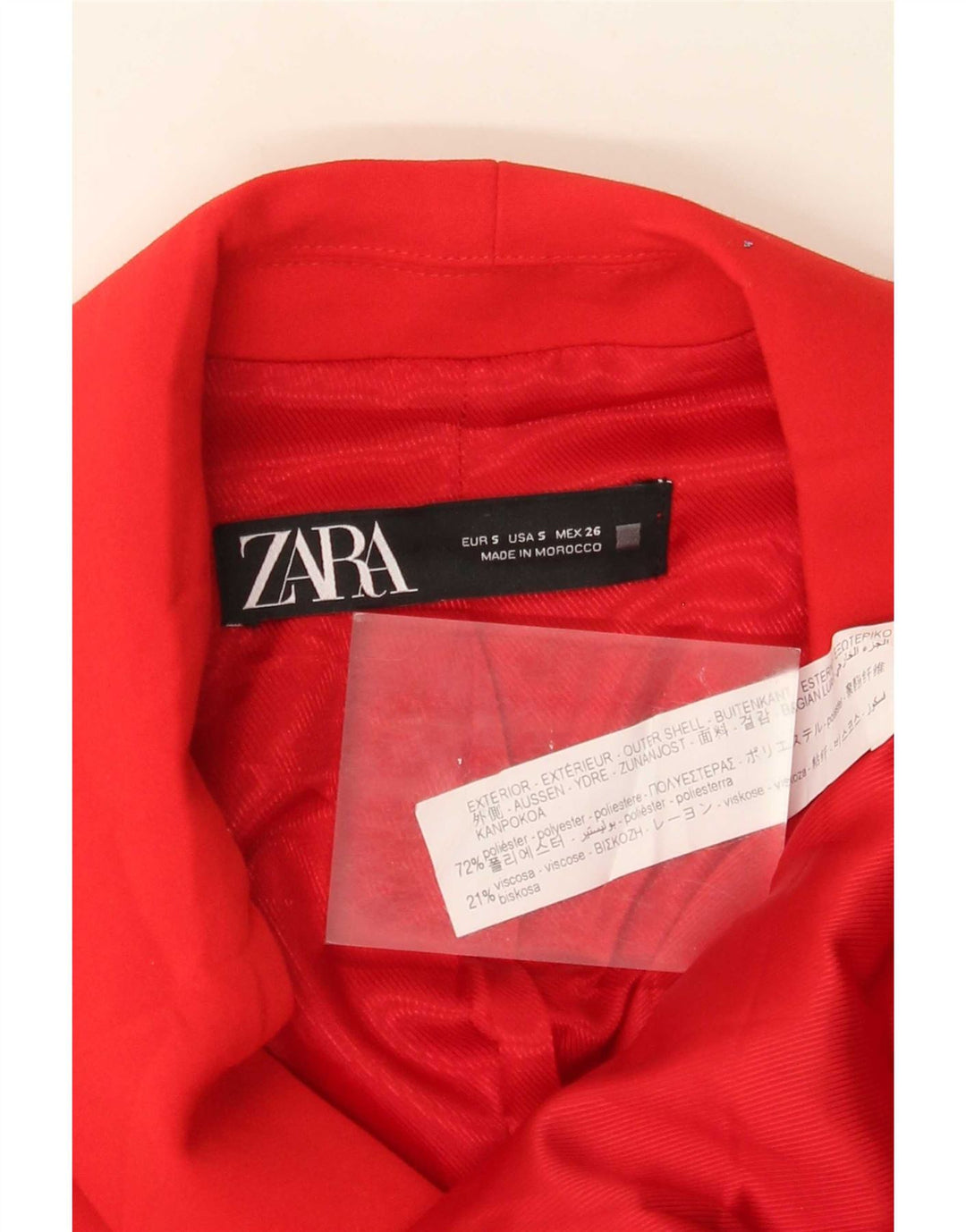 Zara Womens Double Breasted Longline Waistcoat UK 10 Small Red Polyester
