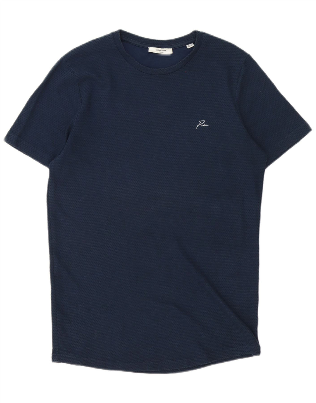 Jack & Jones Mens T-Shirt Top Medium Navy Blue Spotted Cotton