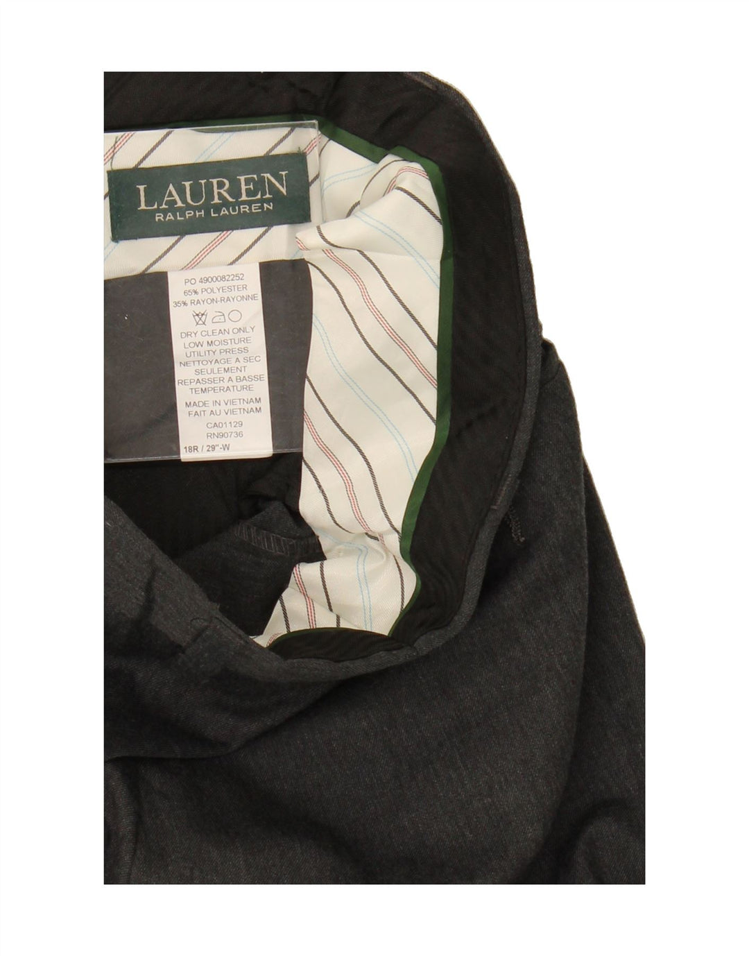 RALPH LAUREN Boys Straight Suit Trousers 15-16 Years Grey Polyester Vintage Ralph Lauren and Second-Hand Ralph Lauren from Messina Hembry 