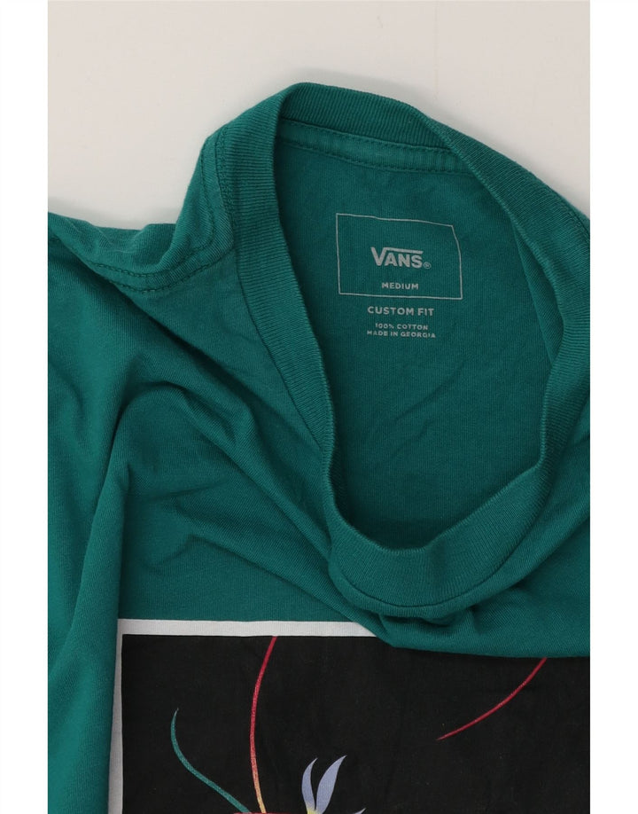 VANS Mens Custom Fit Graphic T-Shirt Top Medium Turquoise Cotton Vintage Vans and Second-Hand Vans from Messina Hembry 