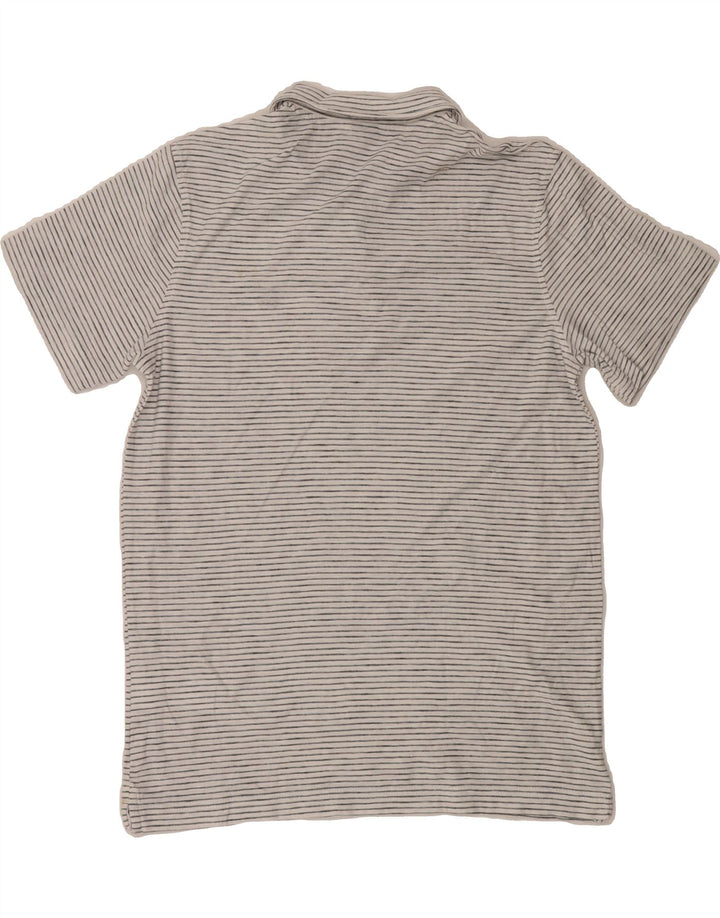 LERROS Mens Polo Shirt Medium White Striped Cotton Vintage Lerros and Second-Hand Lerros from Messina Hembry 