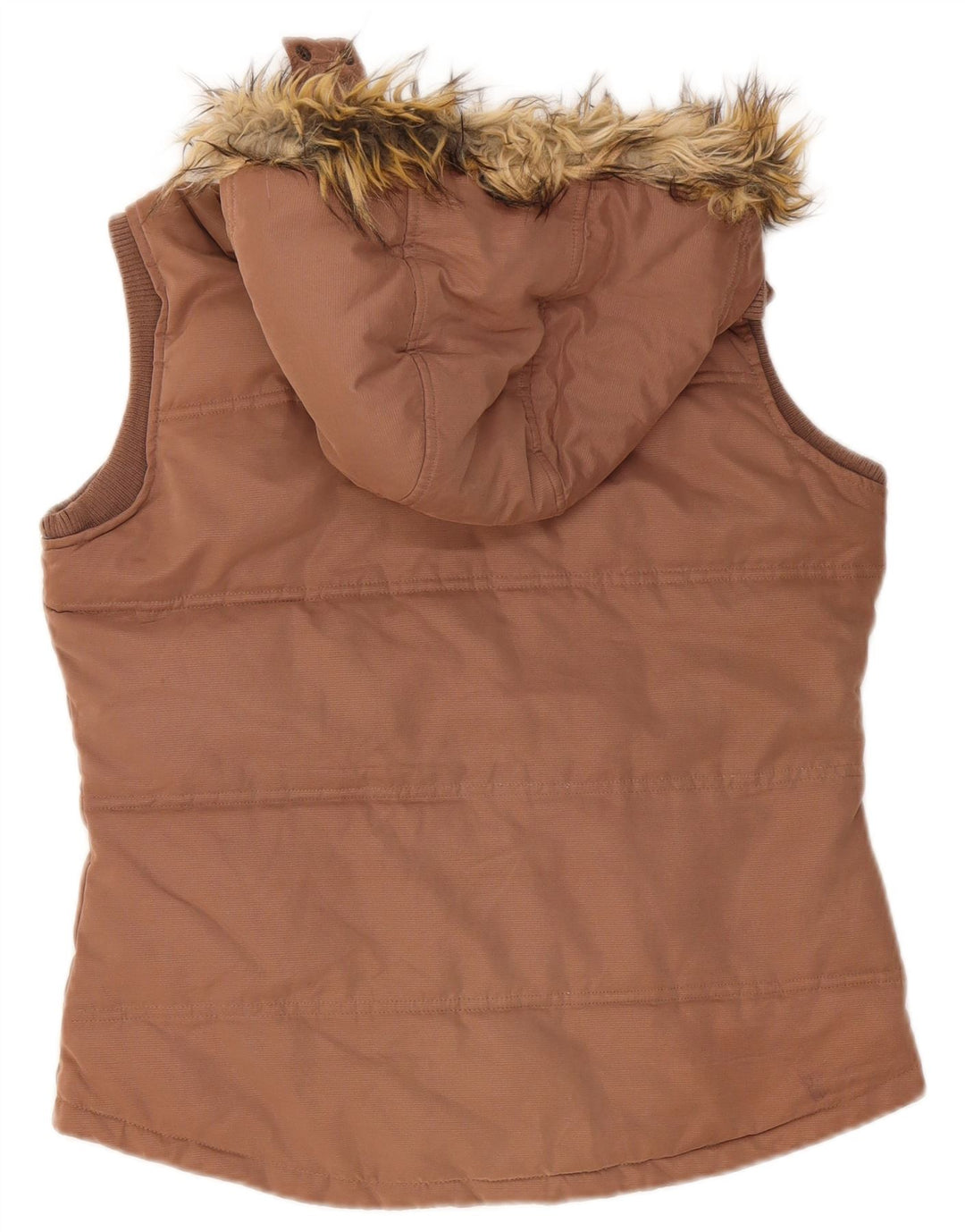Fat Face Womens Hooded Padded Gilet UK 12 Medium Brown Polyester