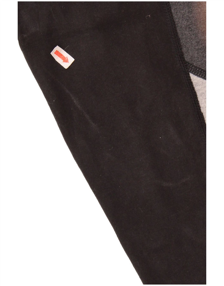 REEBOK Womens Leggings UK 10 Small Black Colourblock Cotton