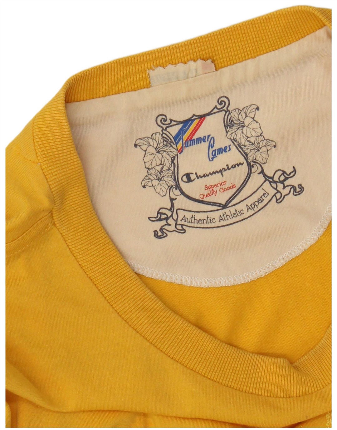 CHAMPION Mens Graphic T-Shirt Top Large Yellow