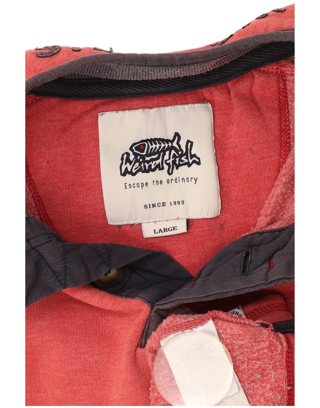 Weird Fish Mens Zip Neck Sweatshirt Jumper Large Red Cotton