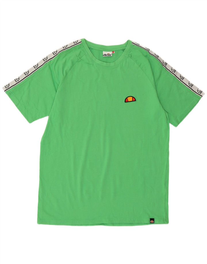 ELLESSE Mens Graphic T-Shirt Top XL Green Colourblock Cotton