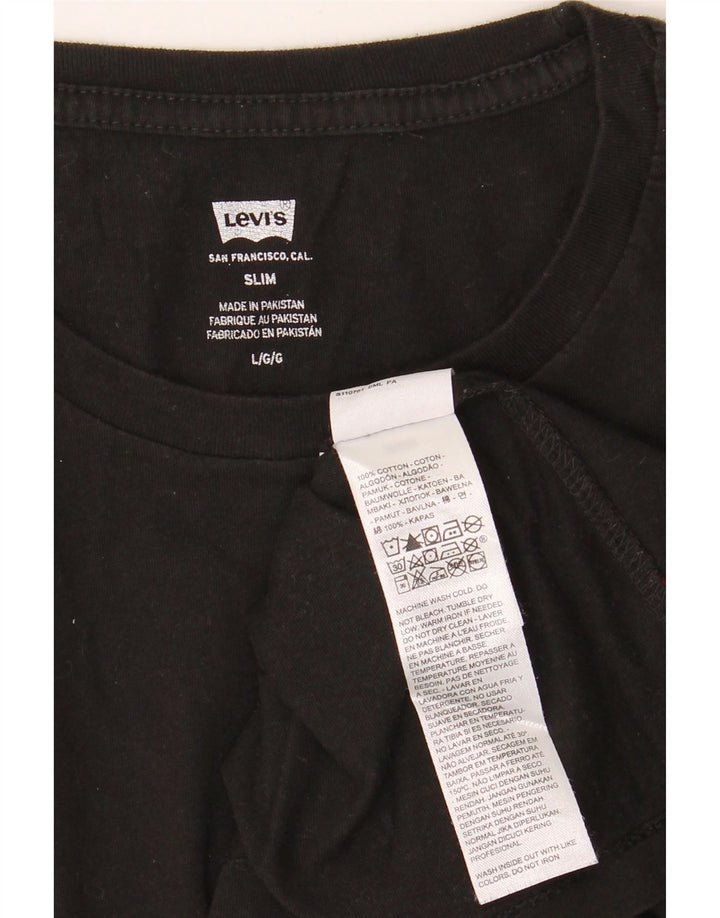 LEVI'S Mens Slim T-Shirt Top Large Black Cotton Vintage Levi's and Second-Hand Levi's from Messina Hembry 