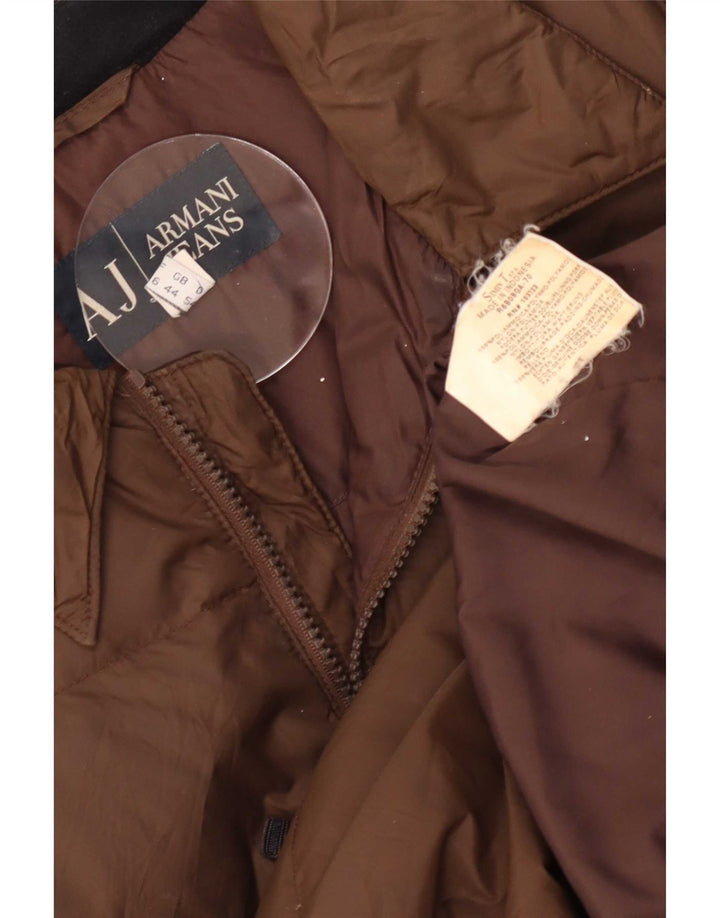 Armani Mens Padded Jacket UK 44 2XL Brown Polyamide