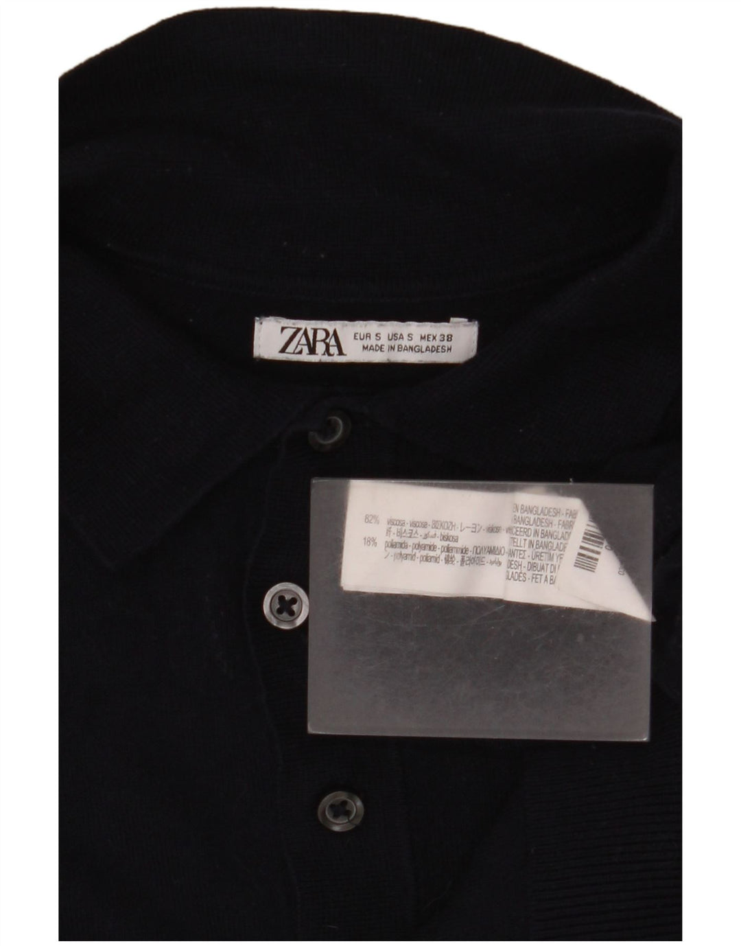 Zara Mens Polo Shirt Small Navy Blue Viscose