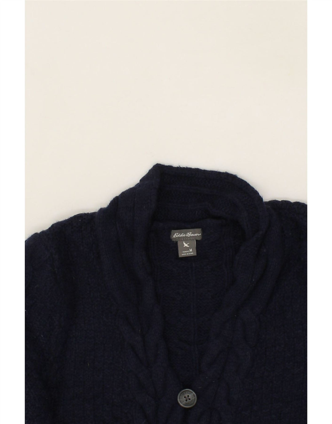 EDDIE BAUER Womens Cardigan Sweater UK 14 Medium Navy Blue Lambswool Vintage Eddie Bauer and Second-Hand Eddie Bauer from Messina Hembry 