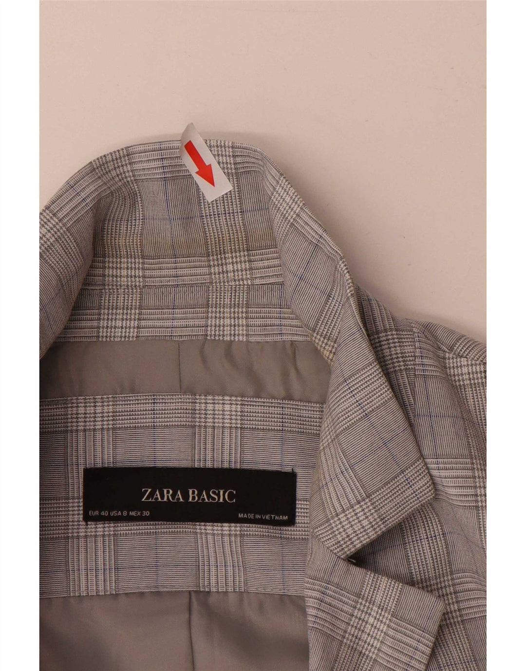 Zara Womens 1 Button Blazer Jacket EU 40 Medium Grey Houndstooth