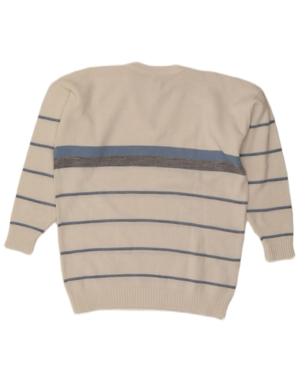 St. Bernard Mens V-Neck Jumper Sweater UK 42 Large White Colourblock