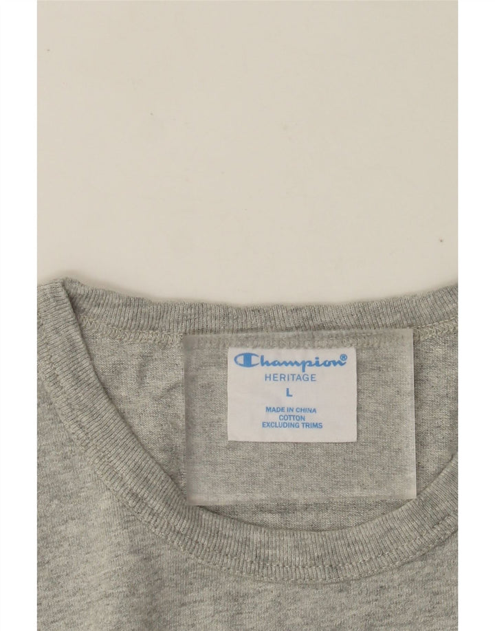 CHAMPION Mens Heritage T-Shirt Top Large Grey Flecked Cotton