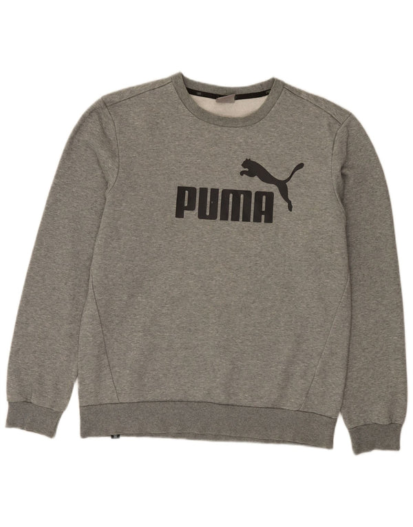 Puma Mens Graphic Sweatshirt Jumper Medium Grey Flecked Cotton