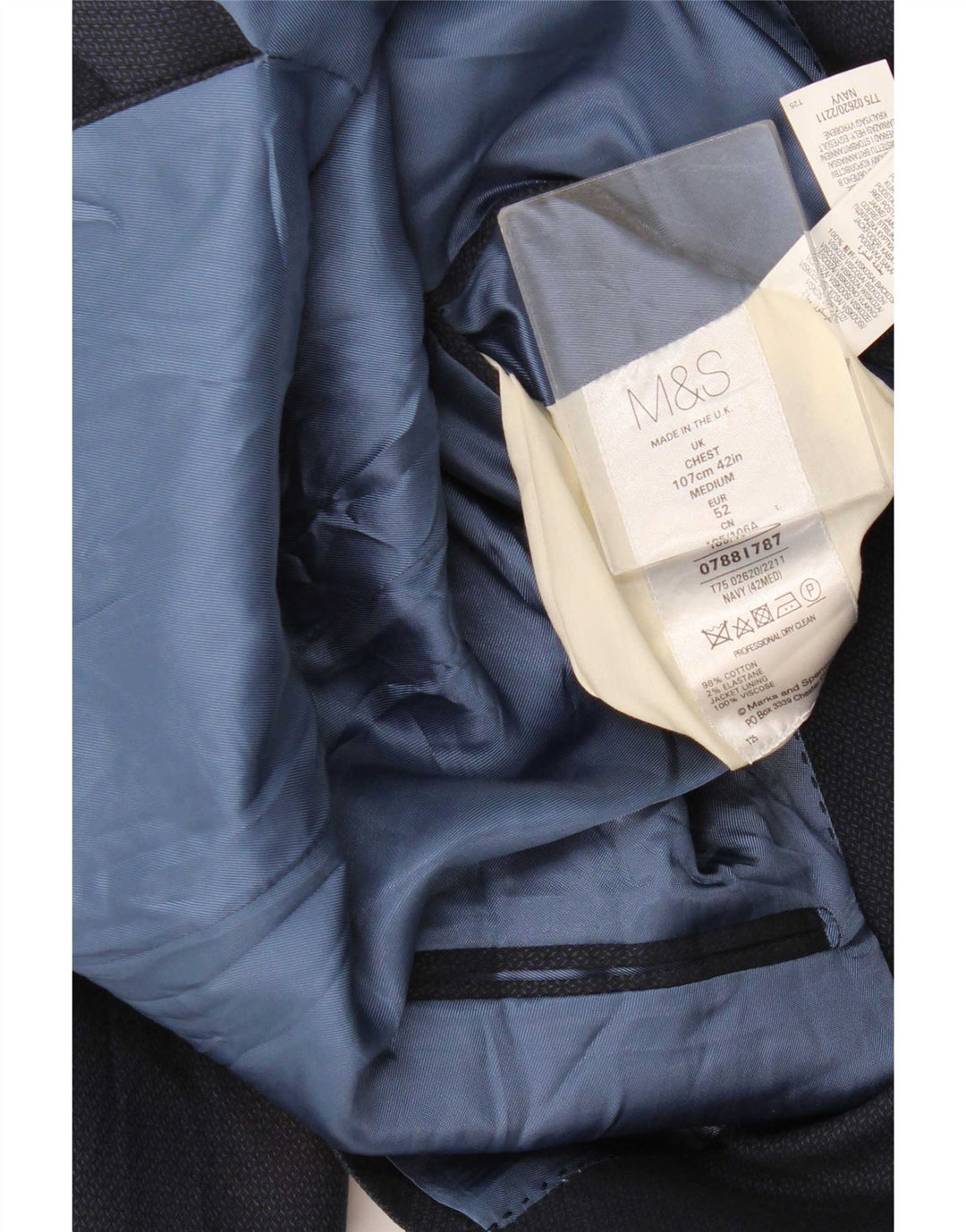 Marks & Spencer Mens Double Breasted Blazer Jacket UK 42 Large Navy Blue