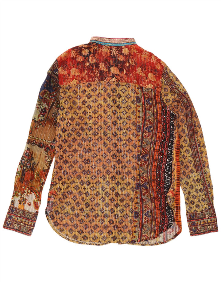 Vintage Womens Abstract Pattern Shirt Blouse UK 12 Medium Multicoloured