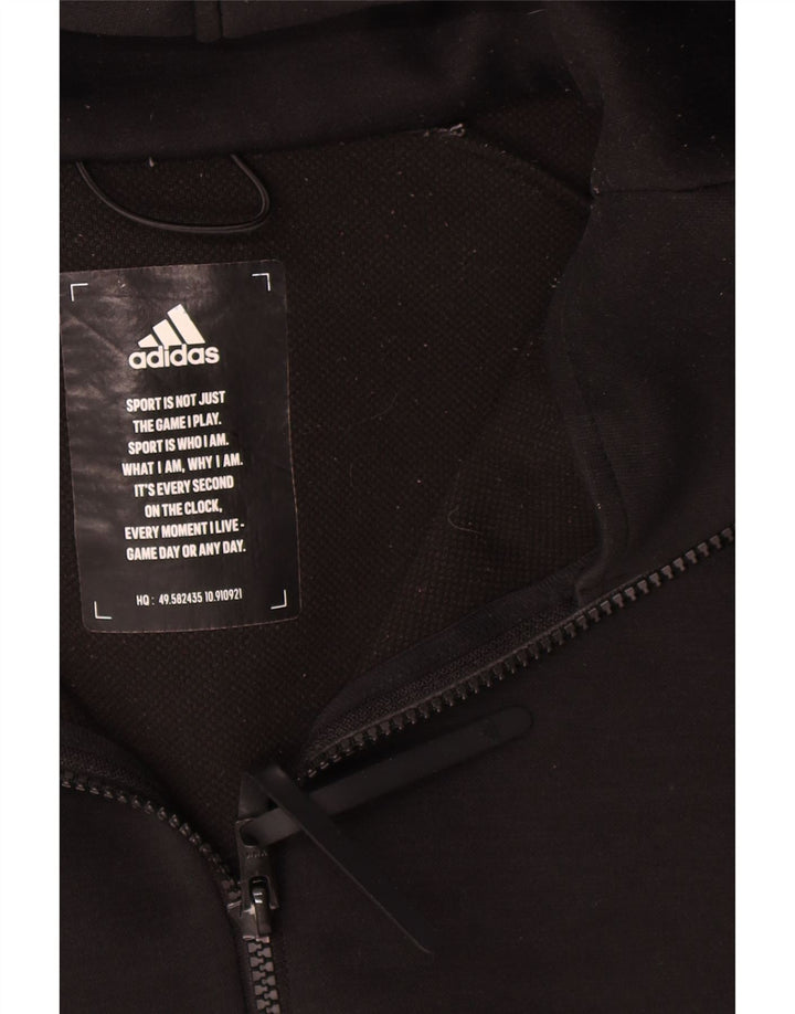 Adidas Mens Zip Hoodie Sweater Large Black Polyester