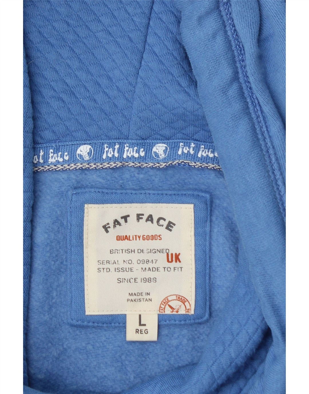 FAT FACE Mens Hoodie Jumper Large Blue Cotton