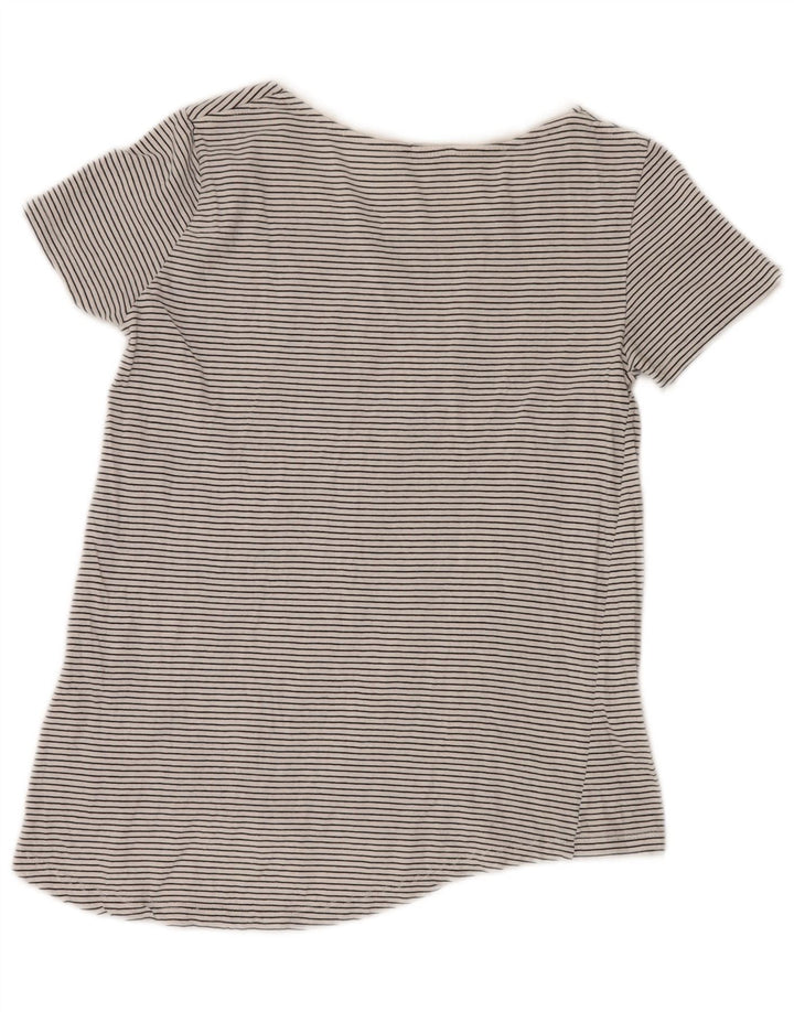 ZARA Womens T-Shirt Top UK 10 Small Grey Pinstripe