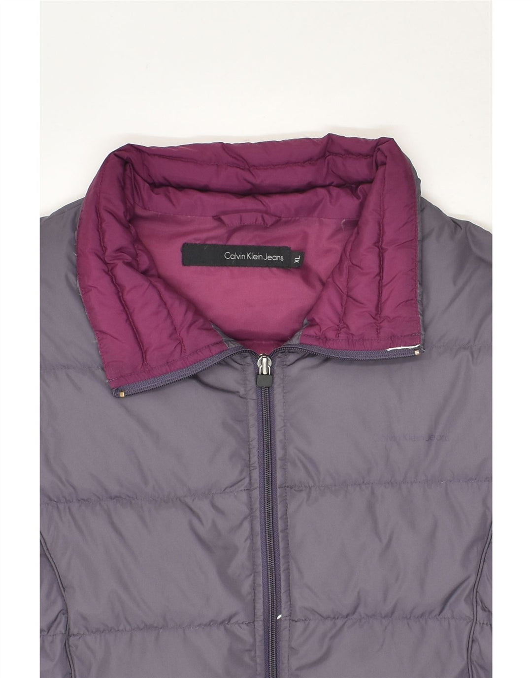 CALVIN KLEIN Womens Padded Jacket UK 18 XL Grey Nylon | Vintage Calvin Klein | Thrift | Second-Hand Calvin Klein | Used Clothing | Messina Hembry 