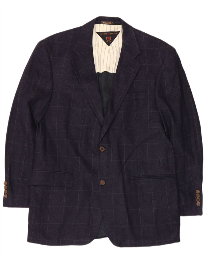 Tommy Hilfiger Mens 2 Button Blazer Jacket UK 39 Medium Navy Blue Check