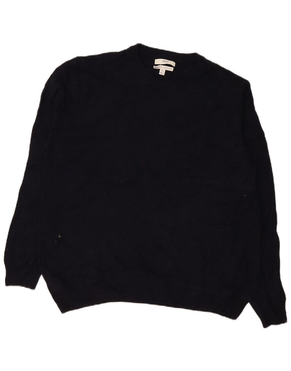 Marks & Spencer Mens Crew Neck Jumper Sweater 2XL Navy Blue Lambswool