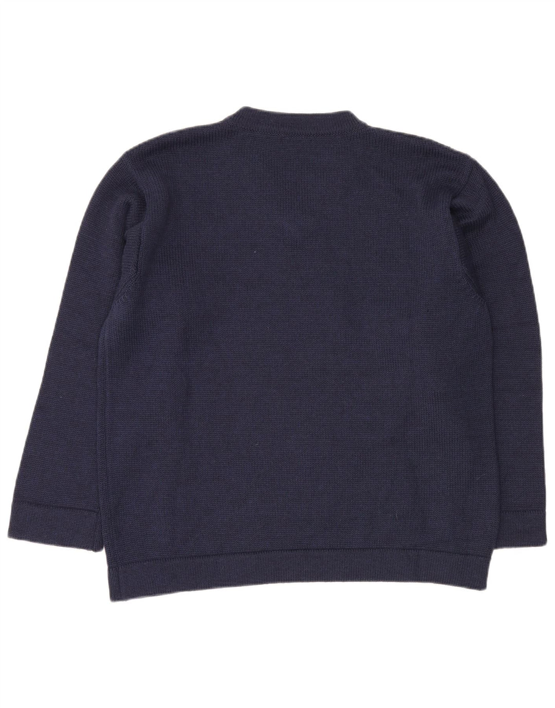 SISLEY Mens V-Neck Jumper Sweater Large Navy Blue Wool