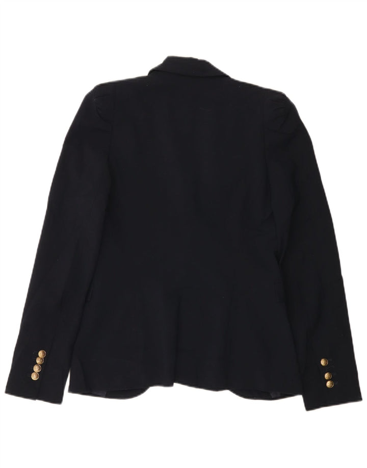 Zara Womens 1 Button Blazer Jacket UK 6 XS Navy Blue Polyester