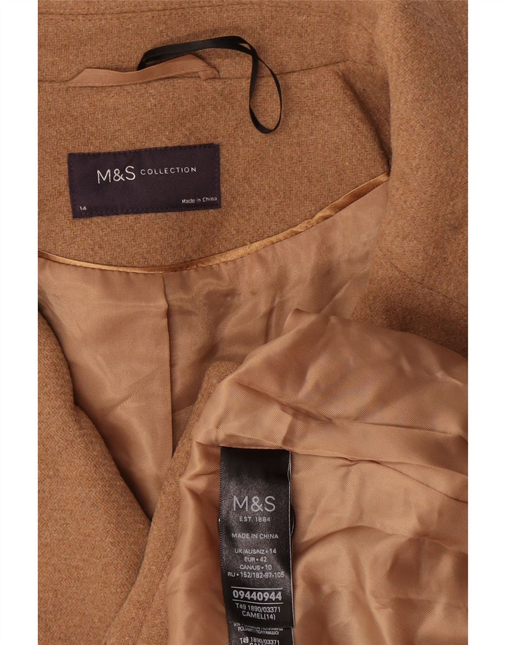 Marks & Spencer Womens Oversized Pea Coat UK 14 Large Beige Wool