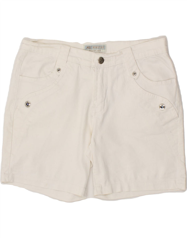 VINTAGE Womens Denim Shorts W30 Medium White Cotton Vintage Vintage and Second-Hand Vintage from Messina Hembry 