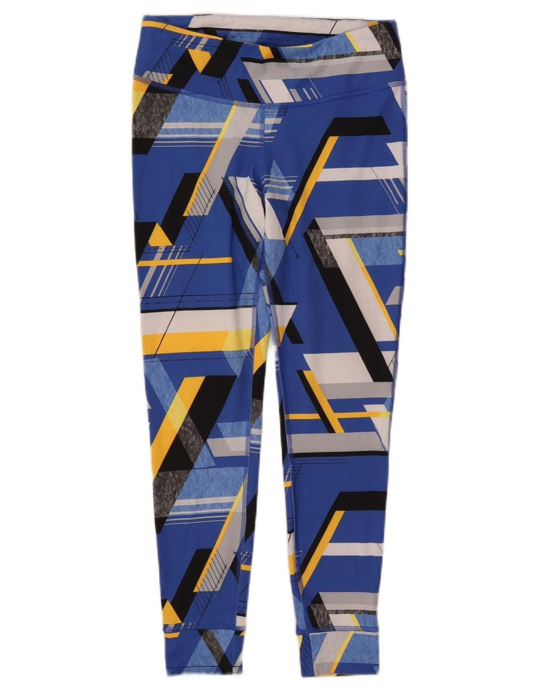 REEBOK Womens Leggings UK 12/14 Medium Blue Geometric Polyester