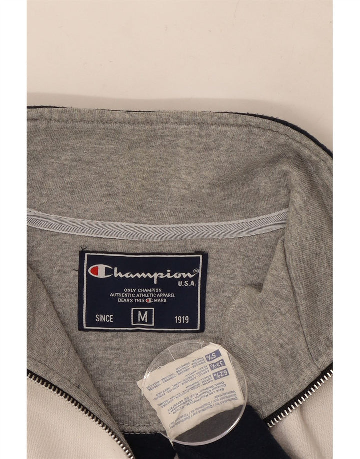 CHAMPION Mens Zip Neck Sweatshirt Jumper Medium Navy Blue Colourblock