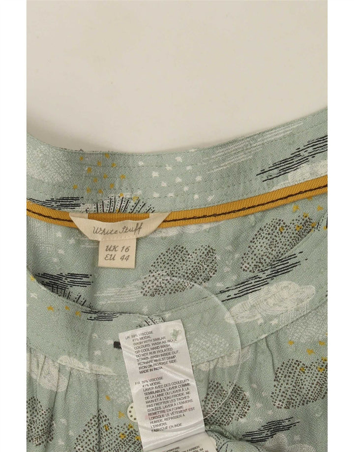 White Stuff Womens Abstract Pattern Shirt Blouse UK 16 Large Green